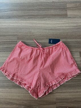 Red Gingham Ruffle High-Waist Shorts